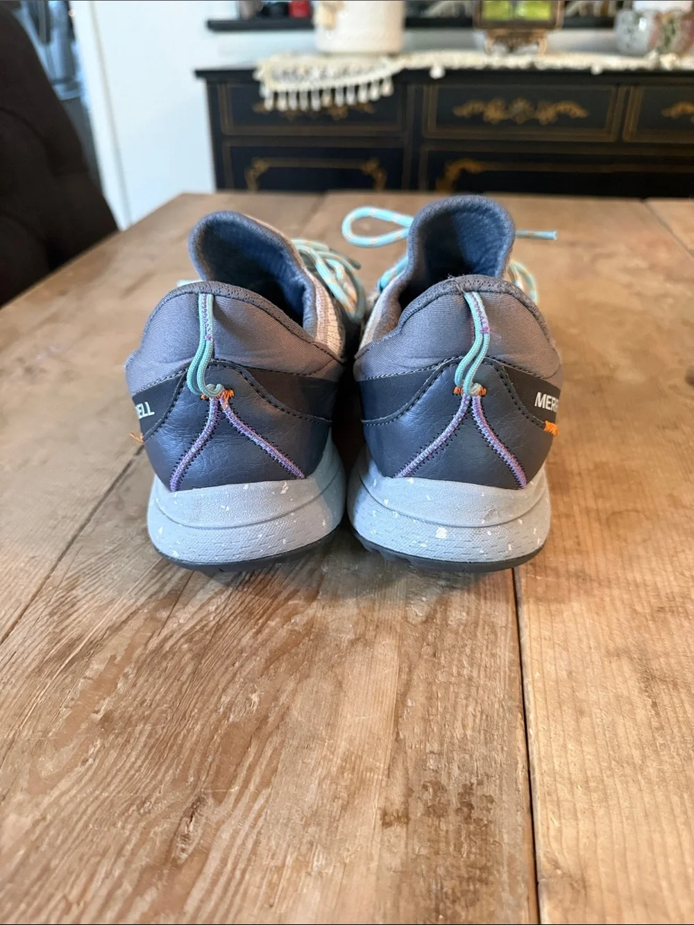 Merrell Women's Gray Sneakers with Light Teal Laces